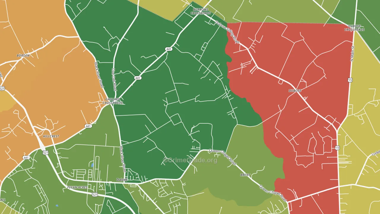Gaillard Crossroads, SC Map of Drug-Related Crime Rates