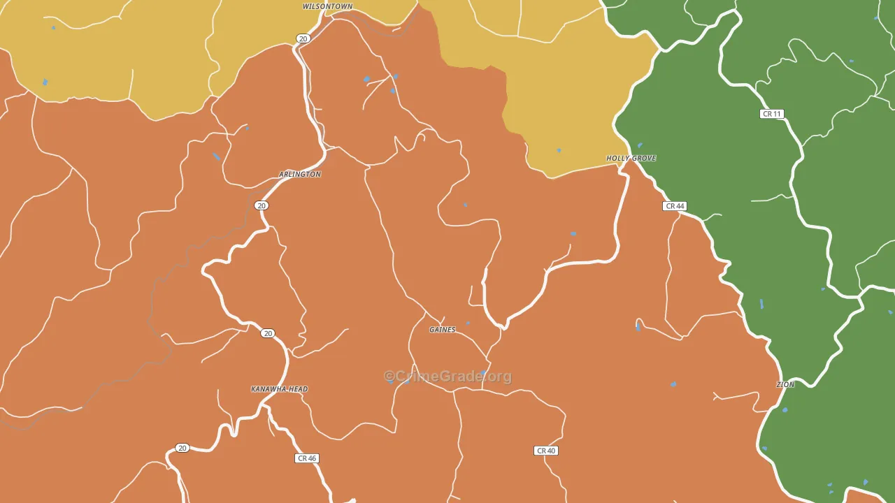 Gaines, WV Map of Drug-Related Crime Rates