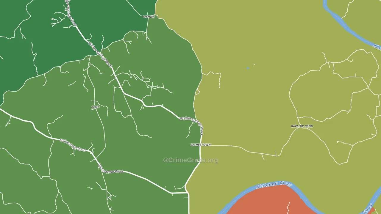 Gainestown, AL Map of Drug-Related Crime Rates