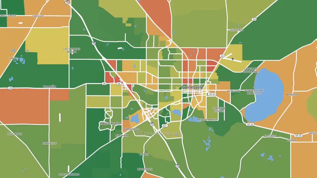 Gainesville, FL Map of Drug-Related Crime Rates