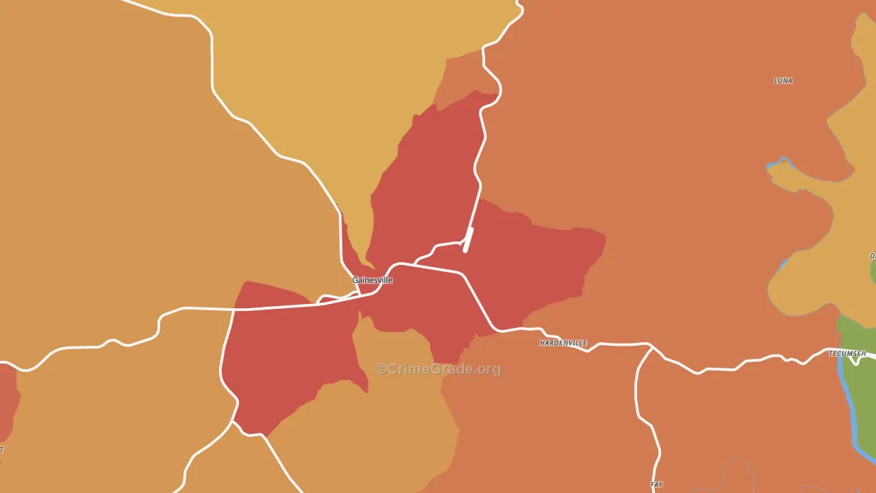 Gainesville, MO Map of Drug-Related Crime Rates