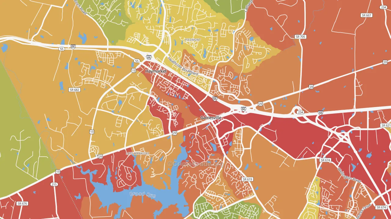 Gainesville, VA Map of Drug-Related Crime Rates