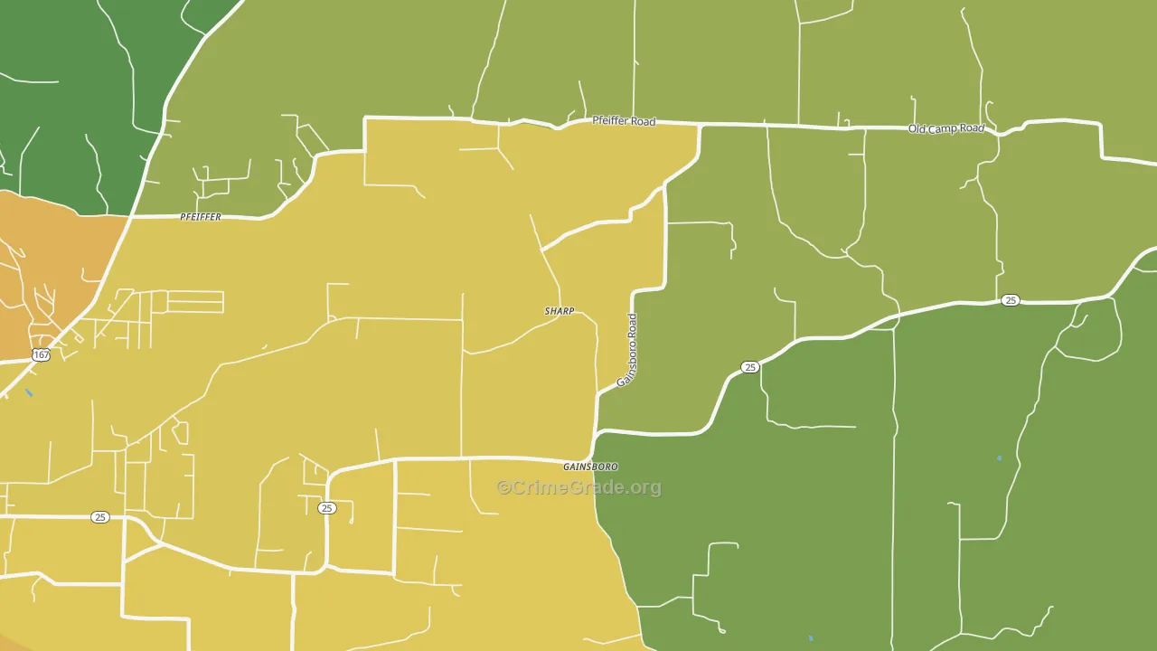Gainsboro, AR Map of Drug-Related Crime Rates