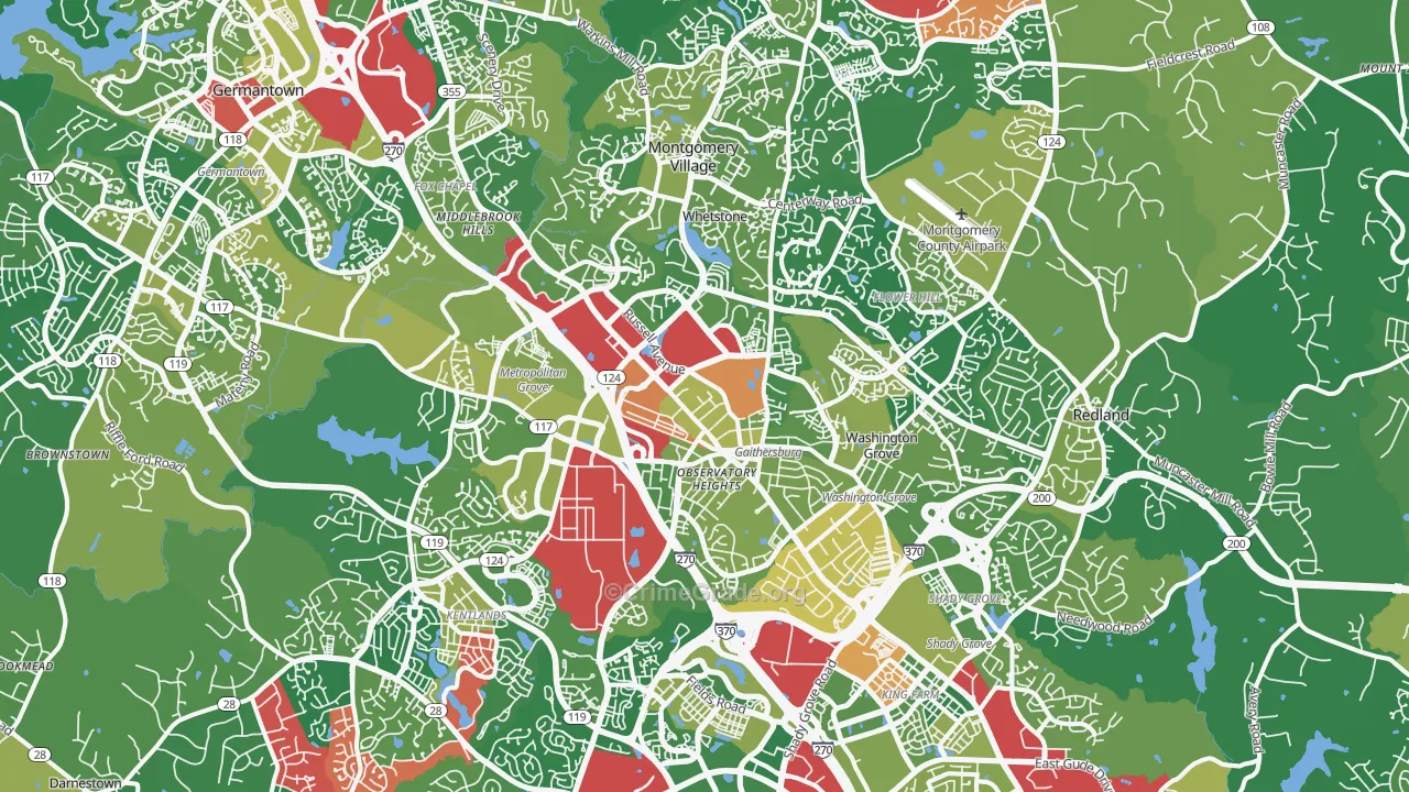 Gaithersburg, MD Map of Drug-Related Crime Rates