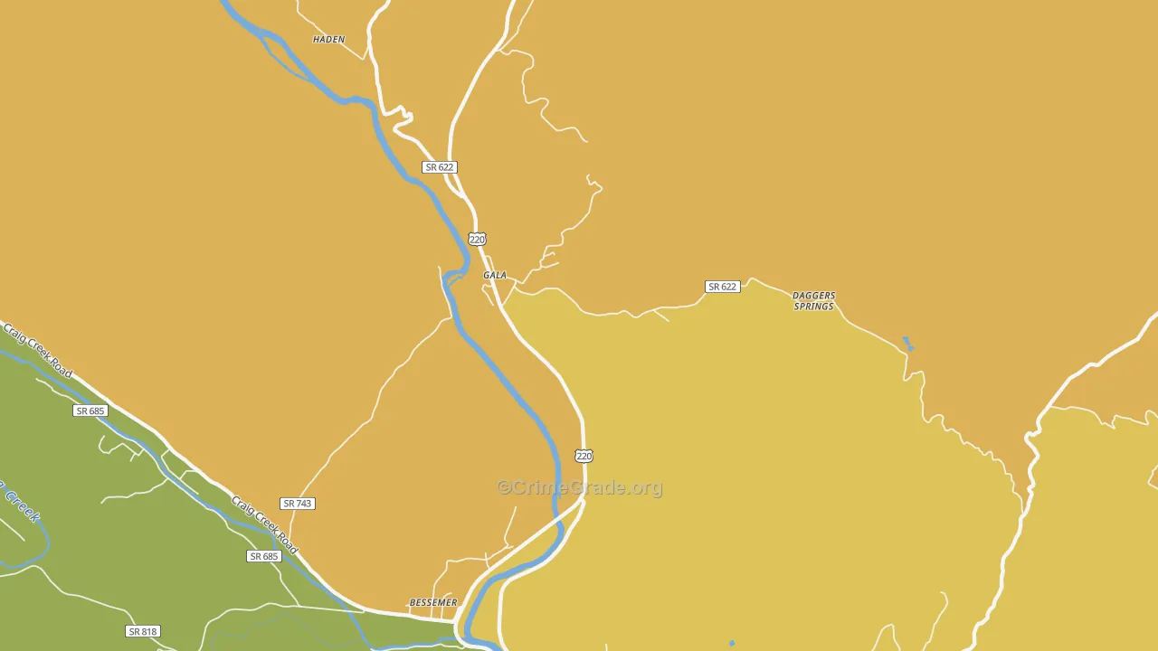 Gala, VA Map of Drug-Related Crime Rates