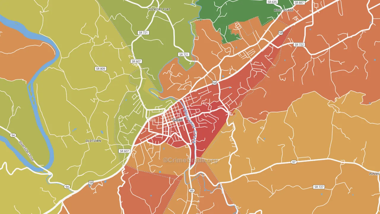 Galax City, VA Map of Drug-Related Crime Rates