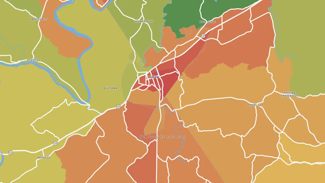 Galax, VA Map of Drug-Related Crime Rates