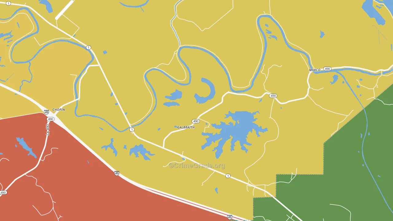 Galbraith, LA Map of Drug-Related Crime Rates
