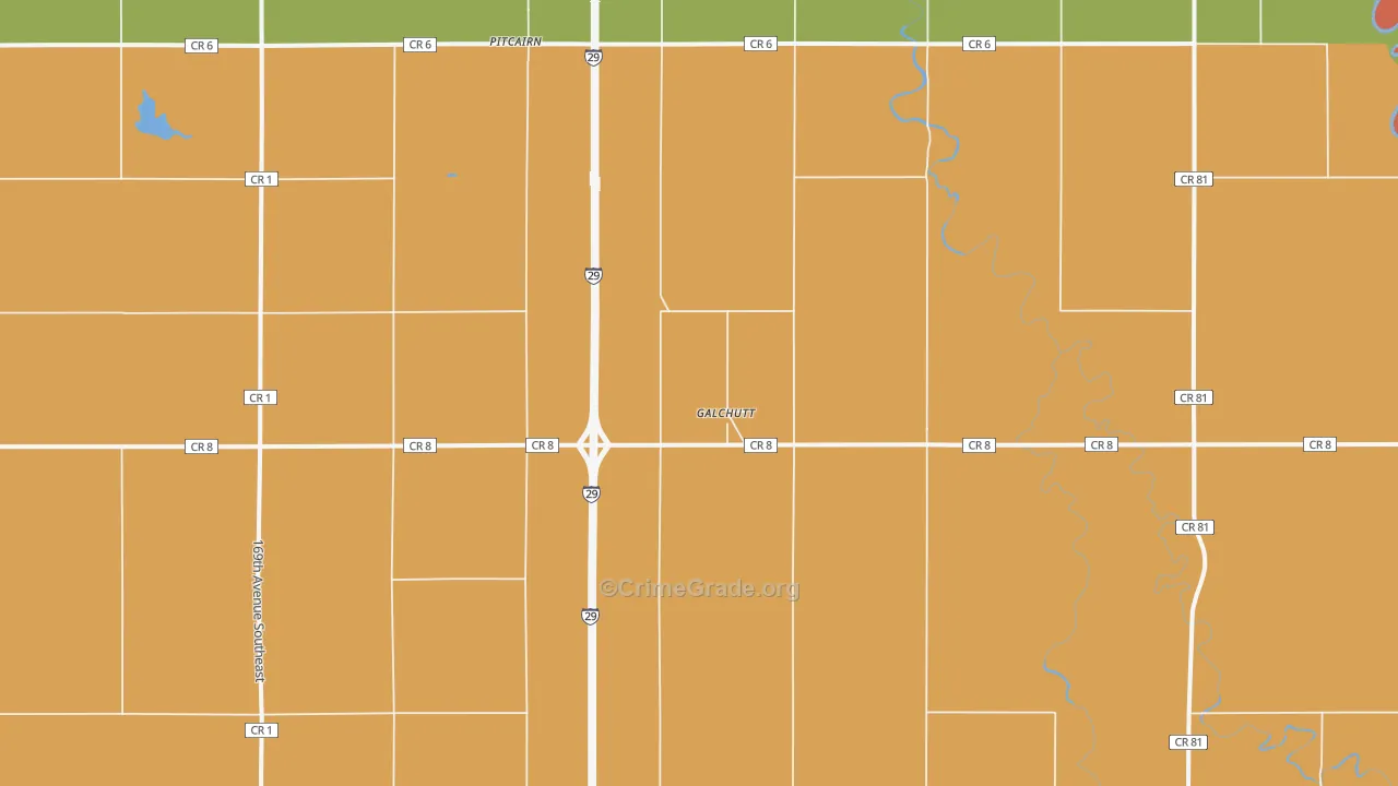 Galchutt, ND Map of Drug-Related Crime Rates