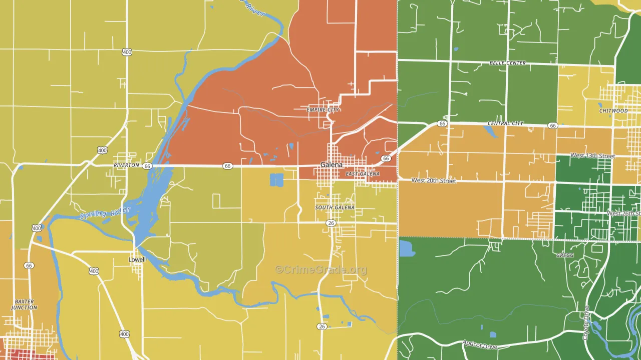 Galena, KS Map of Drug-Related Crime Rates