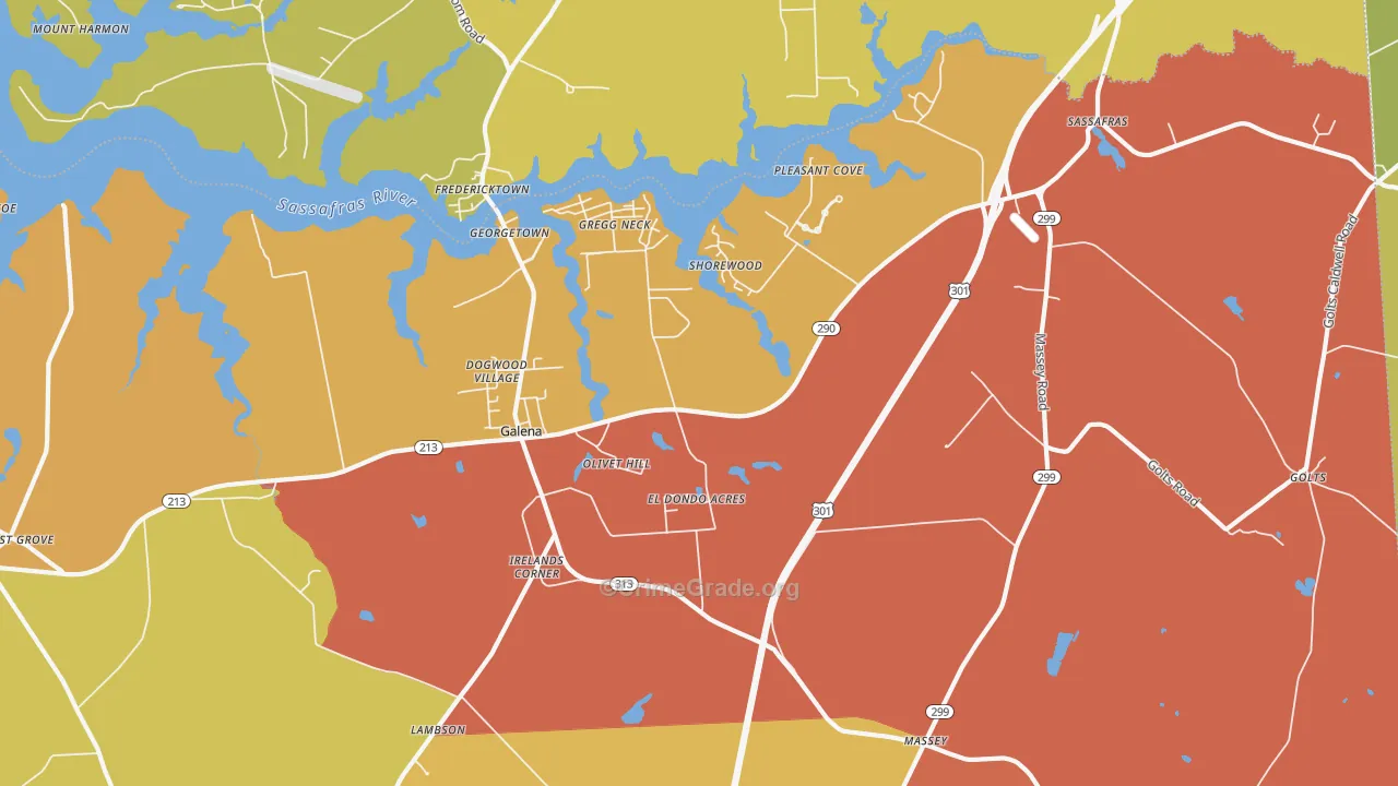 Galena, MD Map of Drug-Related Crime Rates
