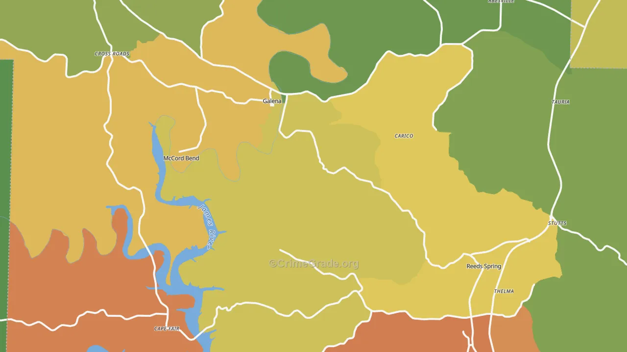 Galena, MO Map of Drug-Related Crime Rates