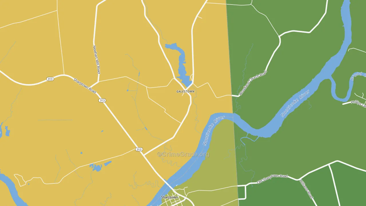 Galestown, MD Map of Drug-Related Crime Rates