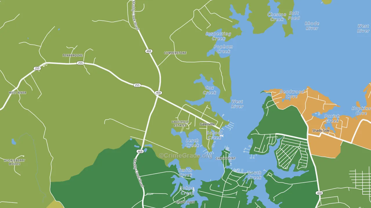 Galesville, MD Map of Drug-Related Crime Rates