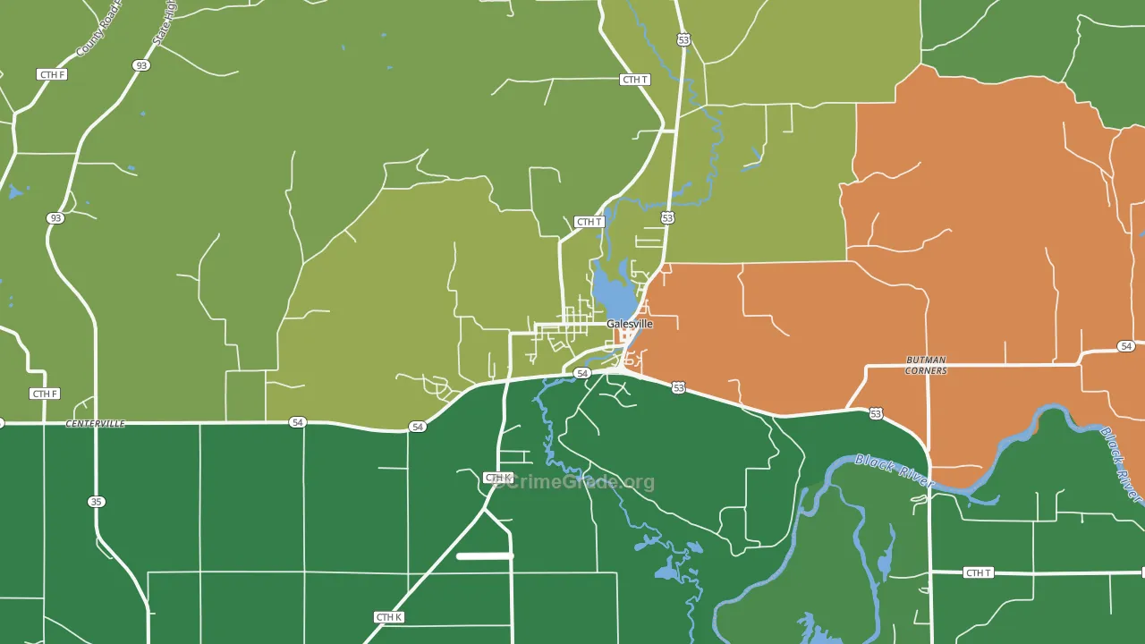 Galesville, WI Map of Drug-Related Crime Rates