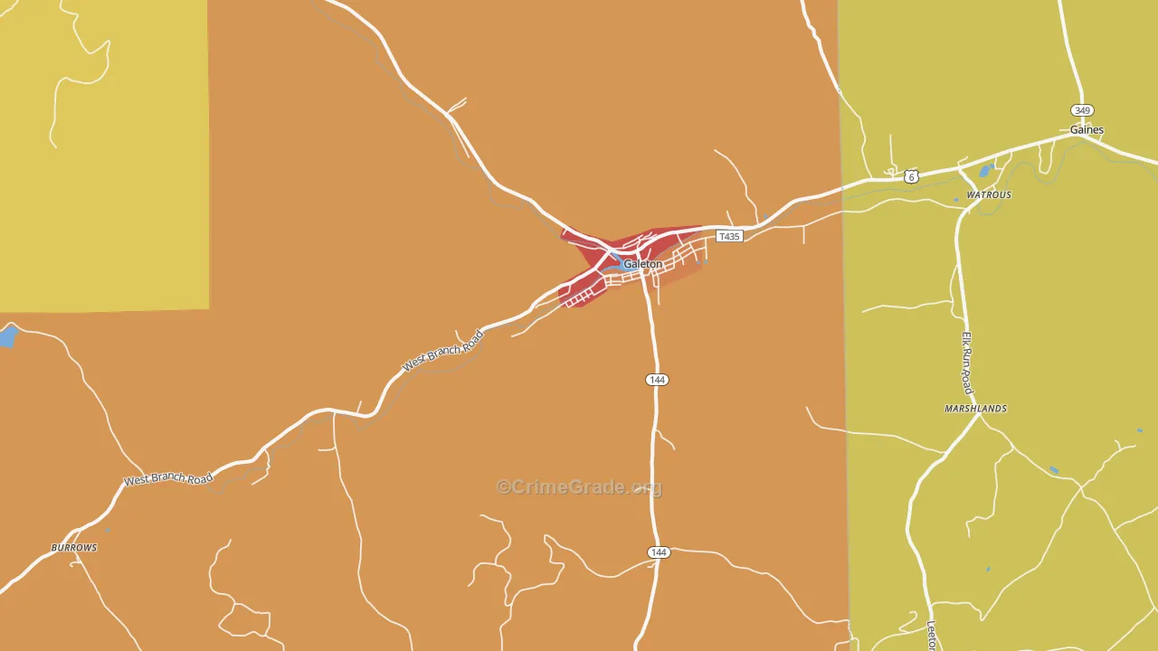 Galeton, PA Map of Drug-Related Crime Rates