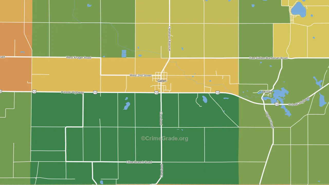 Galien, MI Map of Drug-Related Crime Rates
