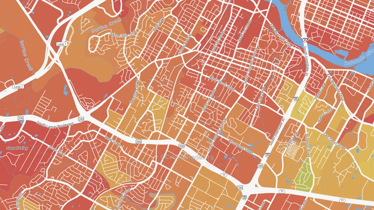 Galindo, Austin, TX Map of Drug-Related Crime Rates