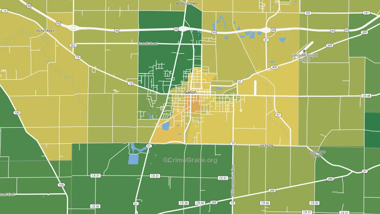 Galion, OH Map of Drug-Related Crime Rates