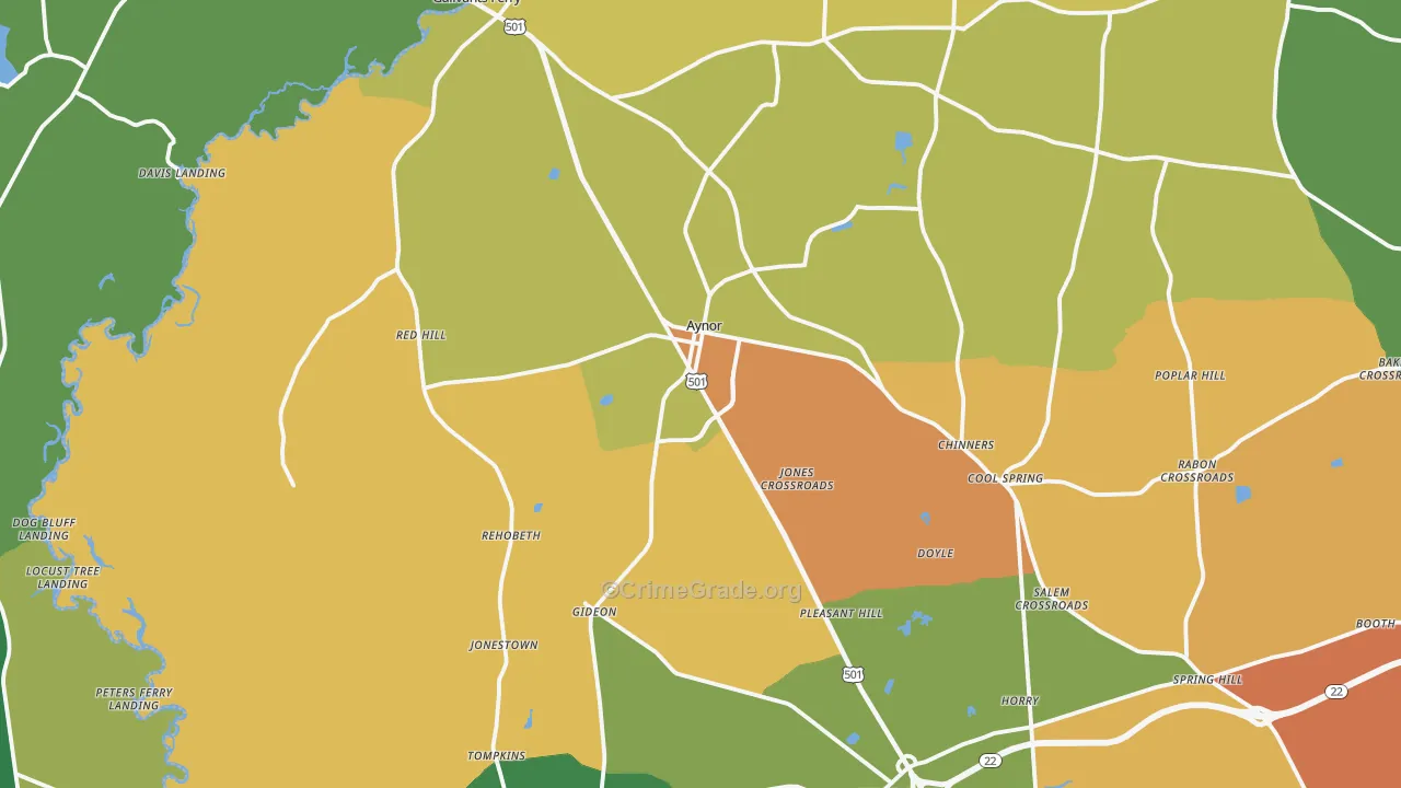 Galivants Ferry, SC Map of Drug-Related Crime Rates
