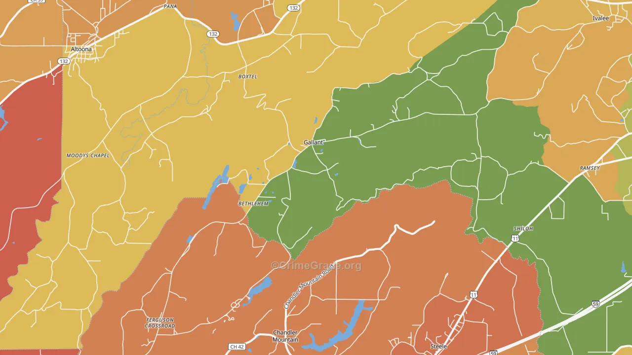 Gallant, AL Map of Drug-Related Crime Rates