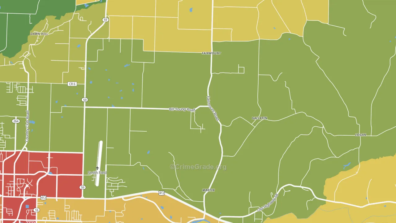Gallatin, AR Map of Drug-Related Crime Rates