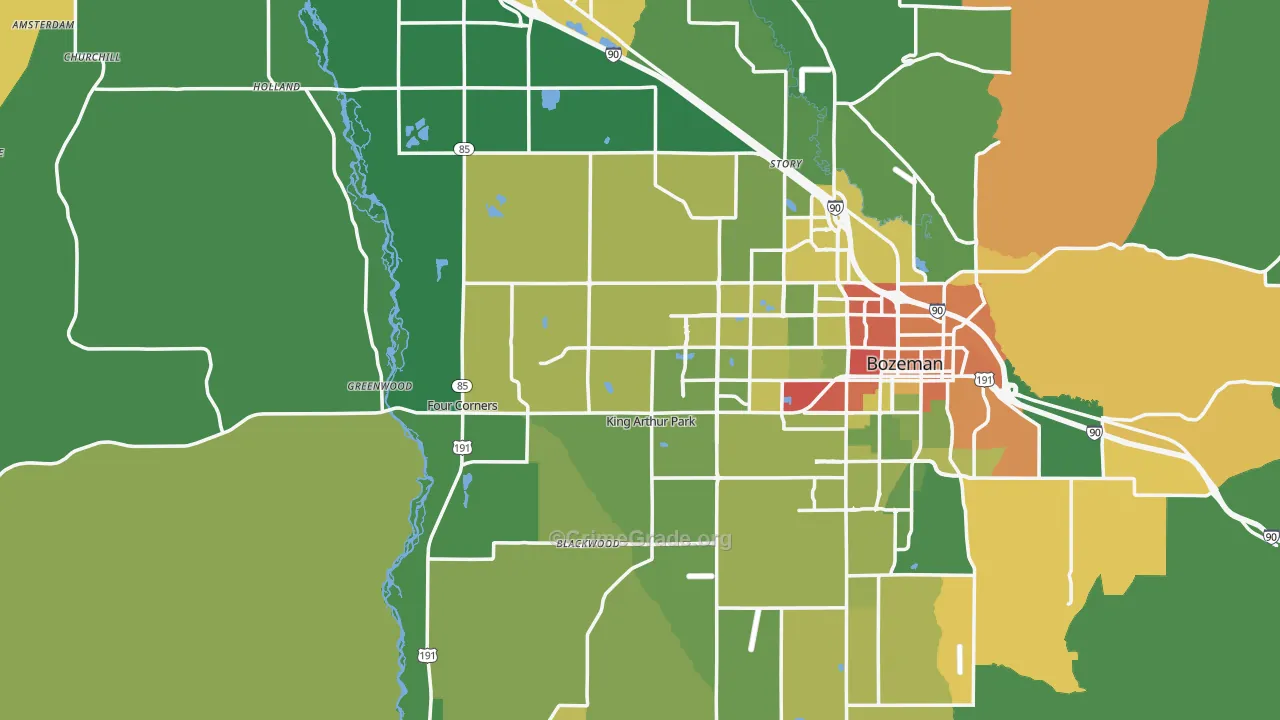 Gallatin County, MT Map of Drug-Related Crime Rates