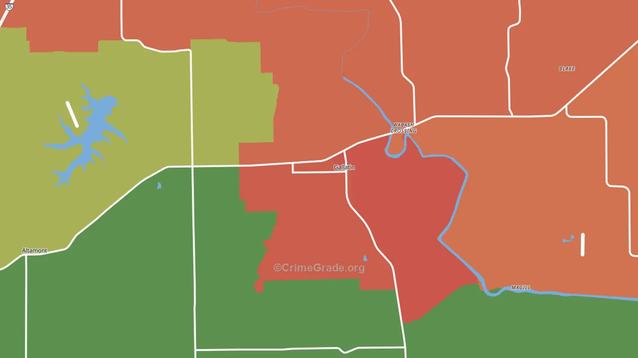 Gallatin, MO Map of Drug-Related Crime Rates