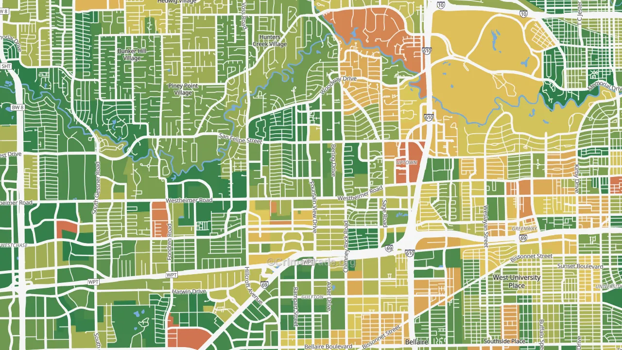 Galleria-Uptown, Houston, TX Map of Drug-Related Crime Rates