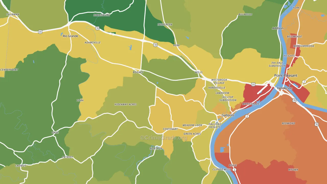 Gallia County, OH Map of Drug-Related Crime Rates