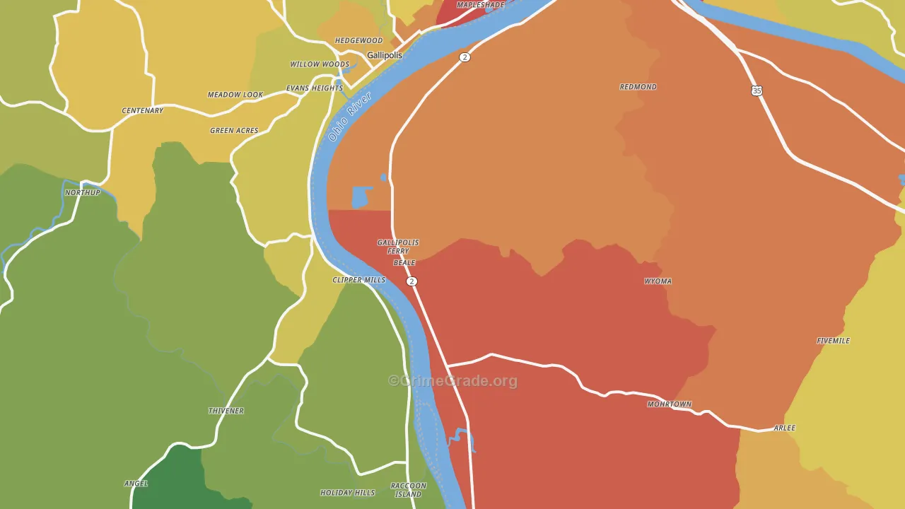 Gallipolis Ferry, WV Map of Drug-Related Crime Rates