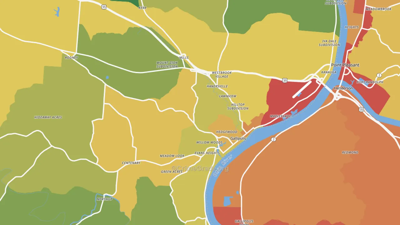 Gallipolis, OH Map of Drug-Related Crime Rates