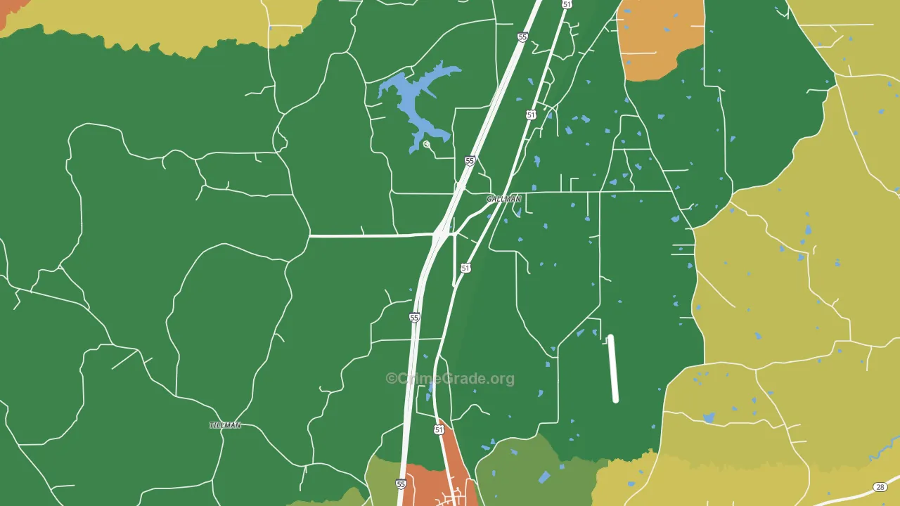 Gallman, MS Map of Drug-Related Crime Rates