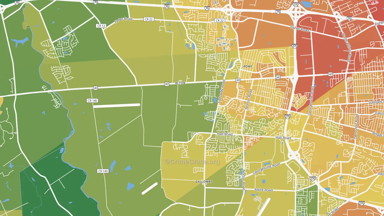 Galloway, OH Map of Drug-Related Crime Rates