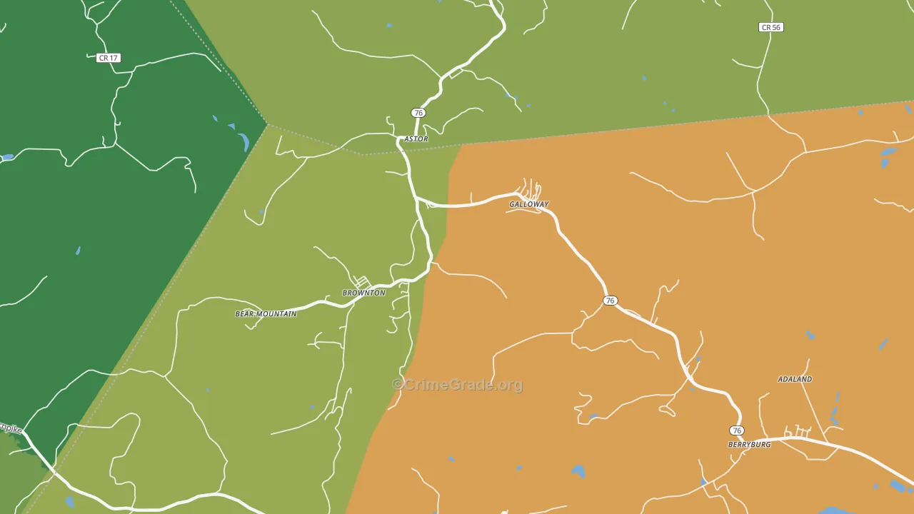 Galloway, WV Map of Drug-Related Crime Rates