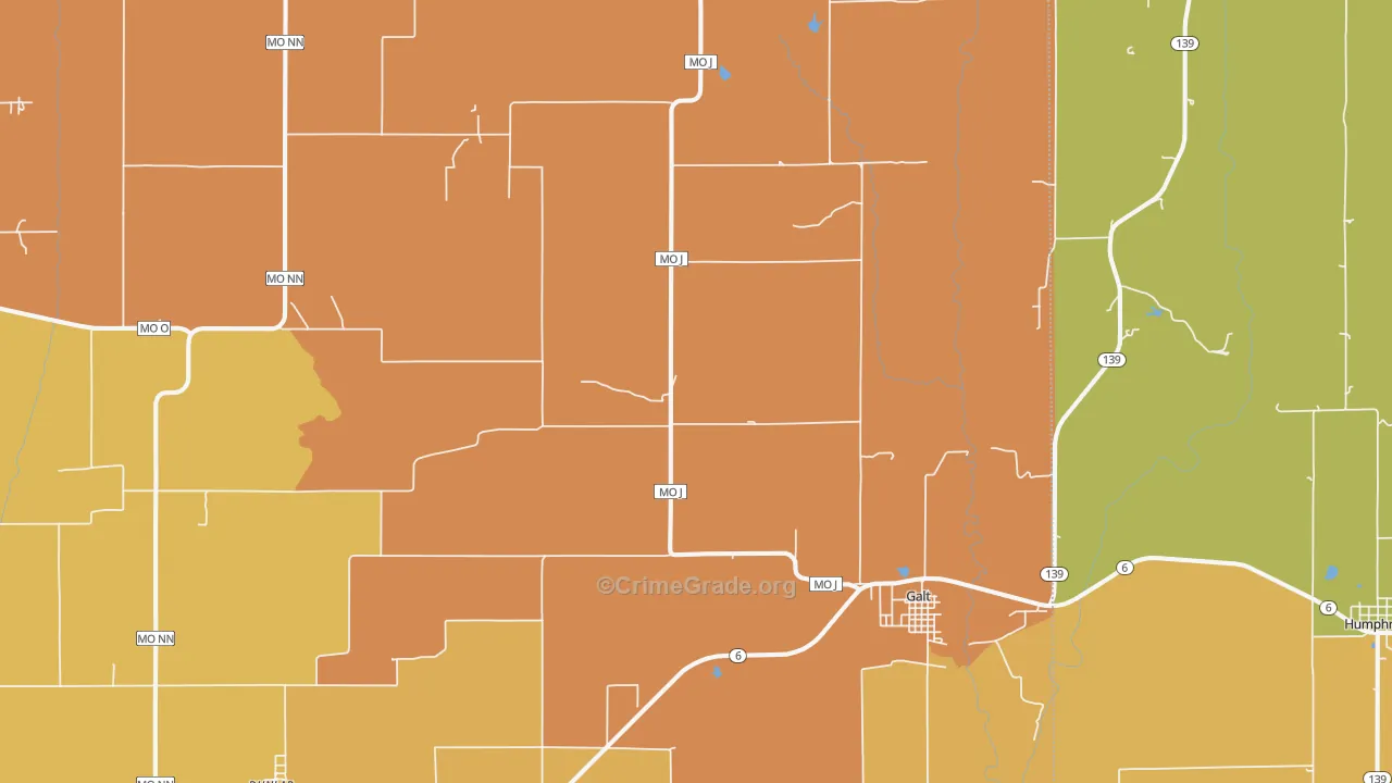 Galt, MO Map of Drug-Related Crime Rates