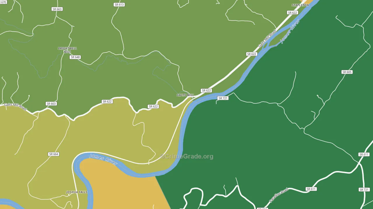 Galts Mill, VA Map of Drug-Related Crime Rates