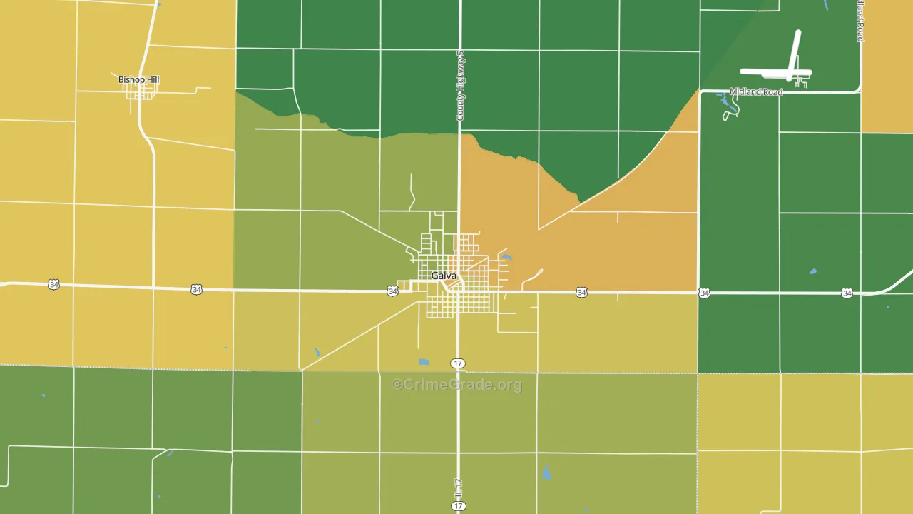 Galva, IL Map of Drug-Related Crime Rates