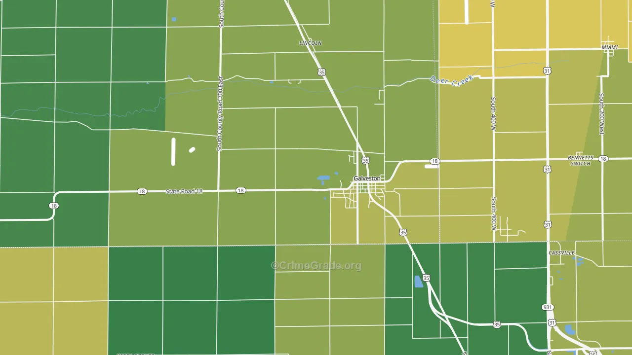 Galveston, IN Map of Drug-Related Crime Rates