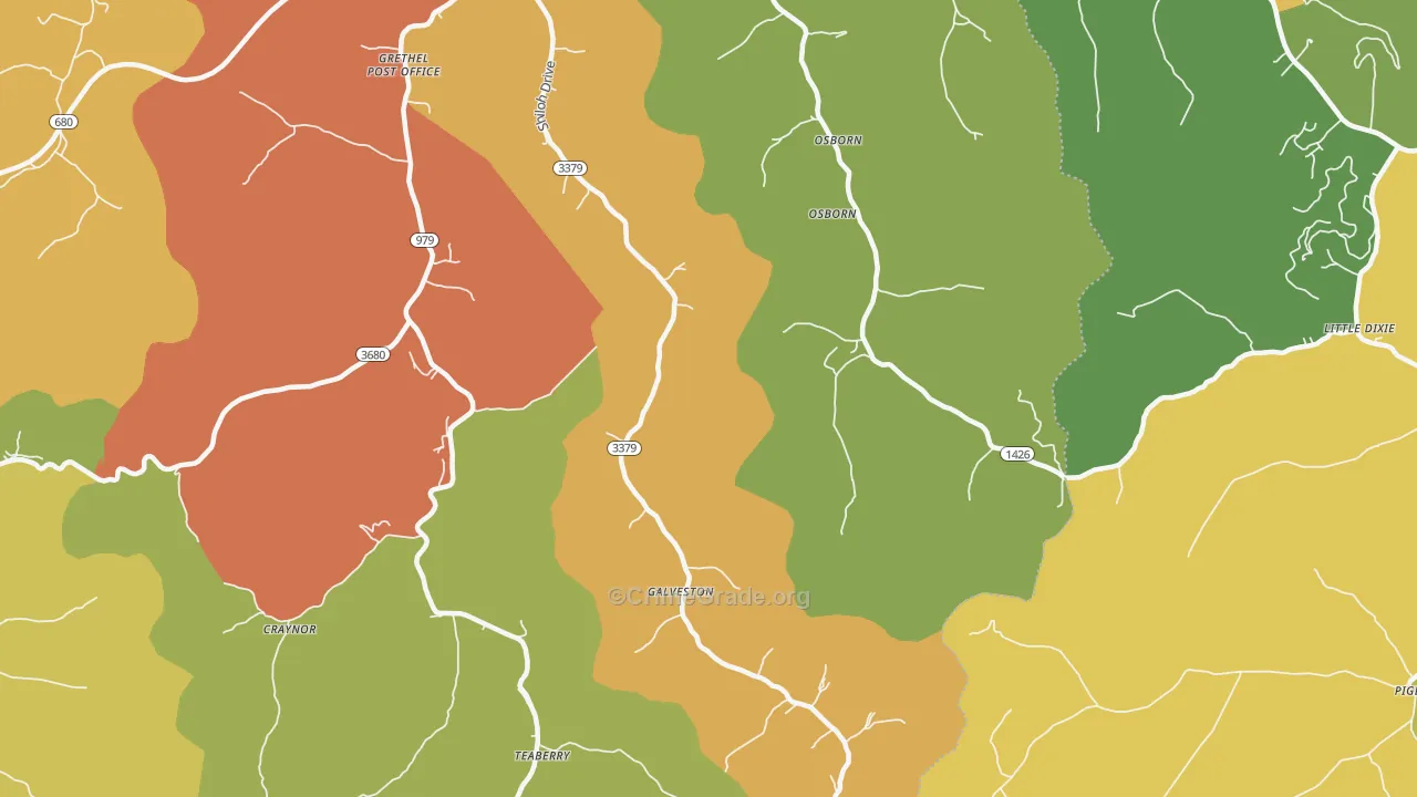 Galveston, KY Map of Drug-Related Crime Rates