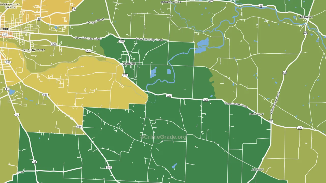 Gambier, OH Map of Drug-Related Crime Rates