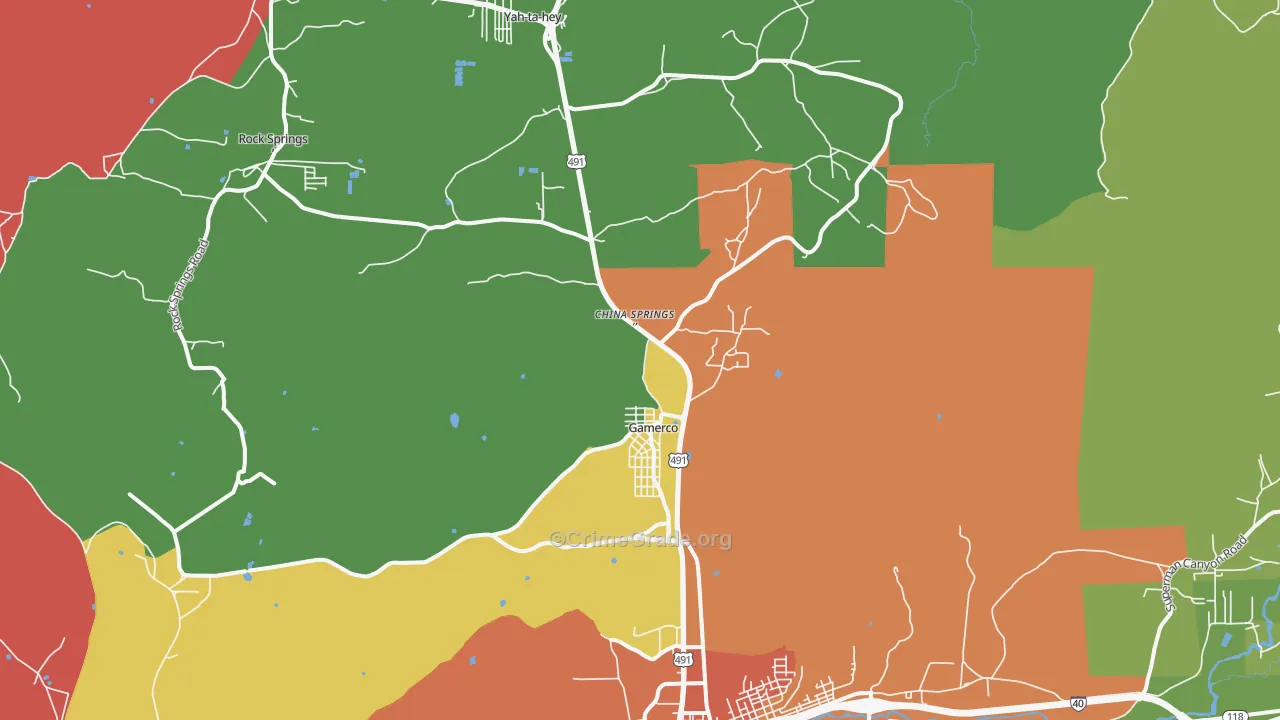 Gamerco, NM Map of Drug-Related Crime Rates