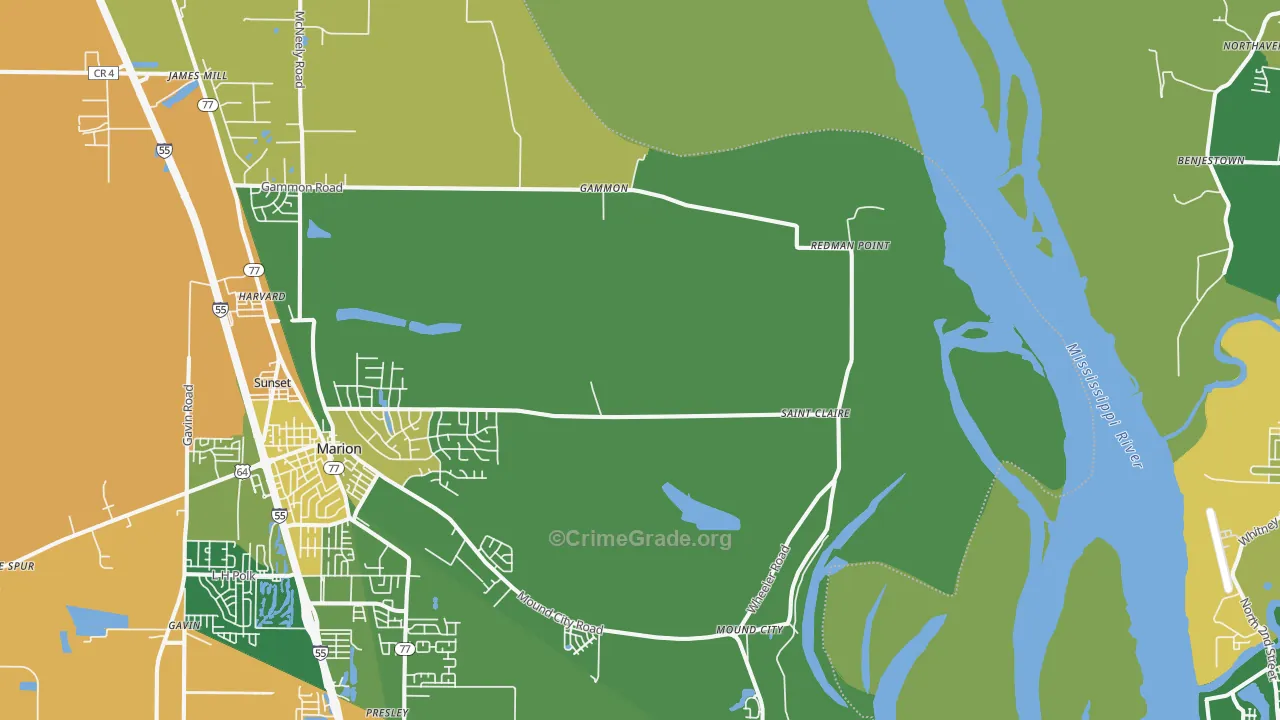 Gammon, AR Map of Drug-Related Crime Rates