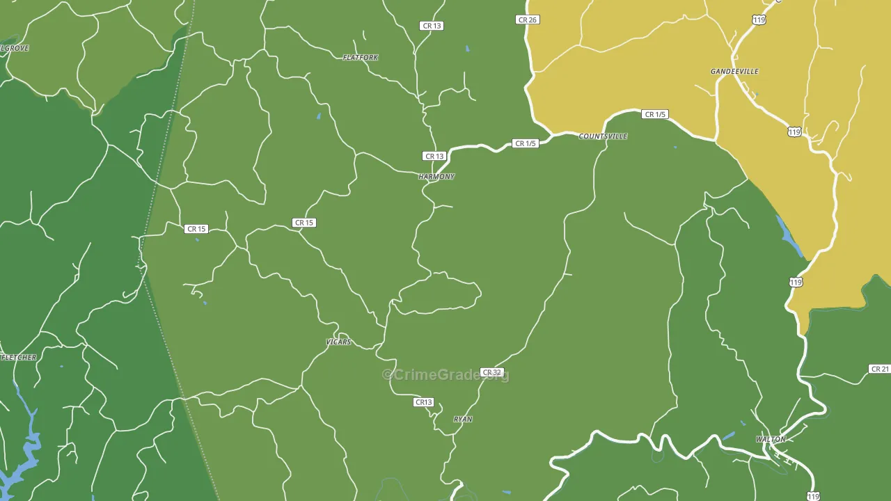 Gandeeville, WV Map of Drug-Related Crime Rates
