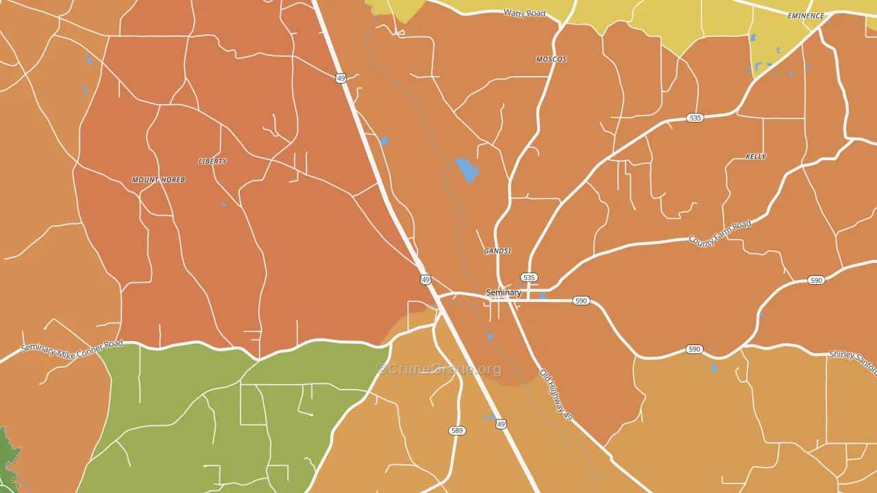Gandsi, MS Map of Drug-Related Crime Rates