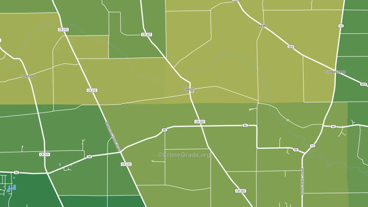 Ganges, OH Map of Drug-Related Crime Rates