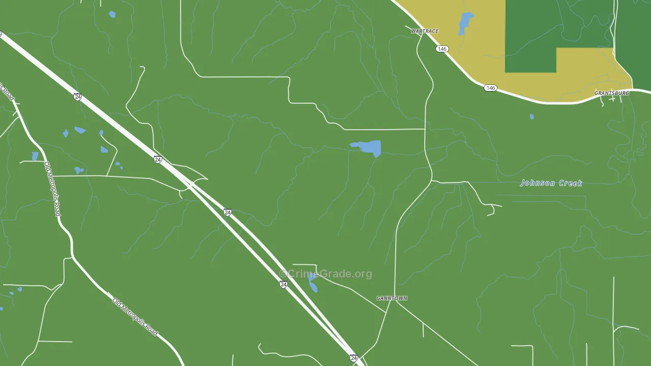 Ganntown, IL Map of Drug-Related Crime Rates