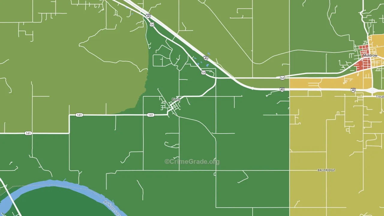 Gans, OK Map of Drug-Related Crime Rates