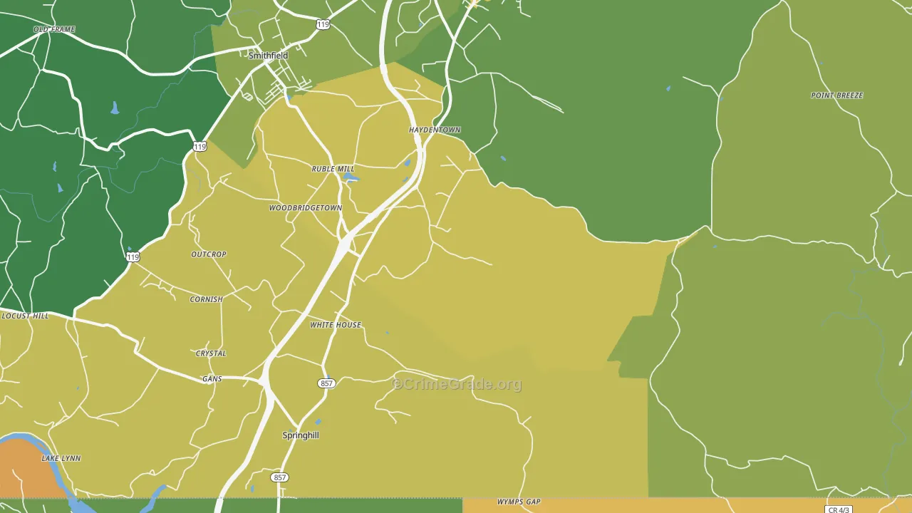 Gans, PA Map of Drug-Related Crime Rates
