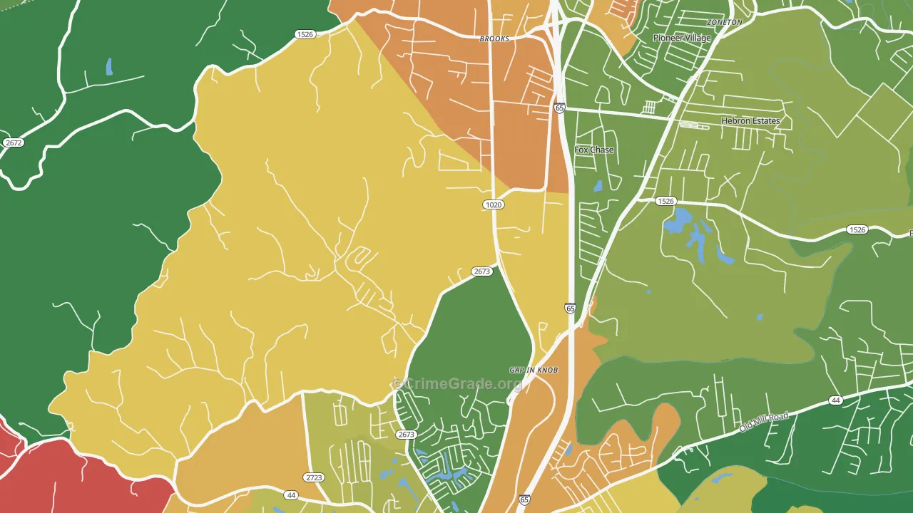 Gap in Knob, KY Map of Drug-Related Crime Rates
